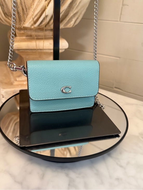 Coach Handbags - Coach Pebble Leather Mini Crossbody - Aqua Blue like new